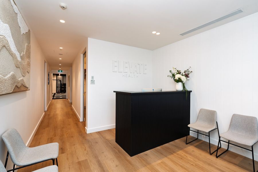 Reception and waiting area at Elevate Health, Unit 9/22 Lexington Drive, Bella Vista